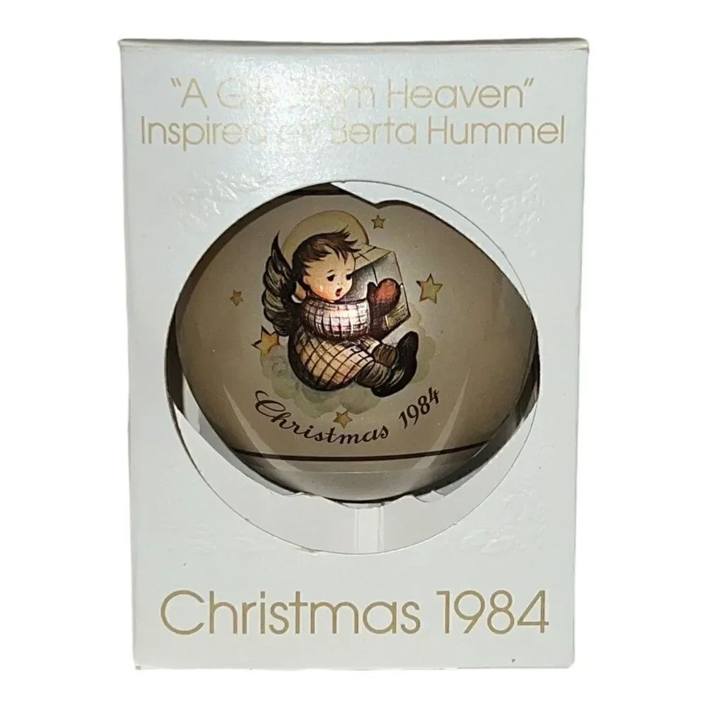 Schmid Berta HummelA Gift from Heaven 1984 Christmas Glass Ornament W Box